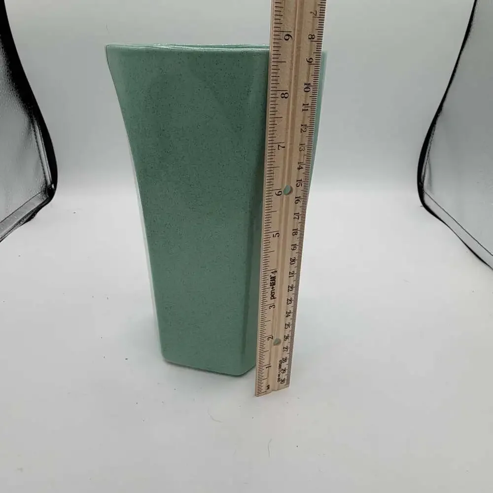 vintage Pfaltzgraff hexagon-shaped ceramic planter vase Speckled Aqua Green